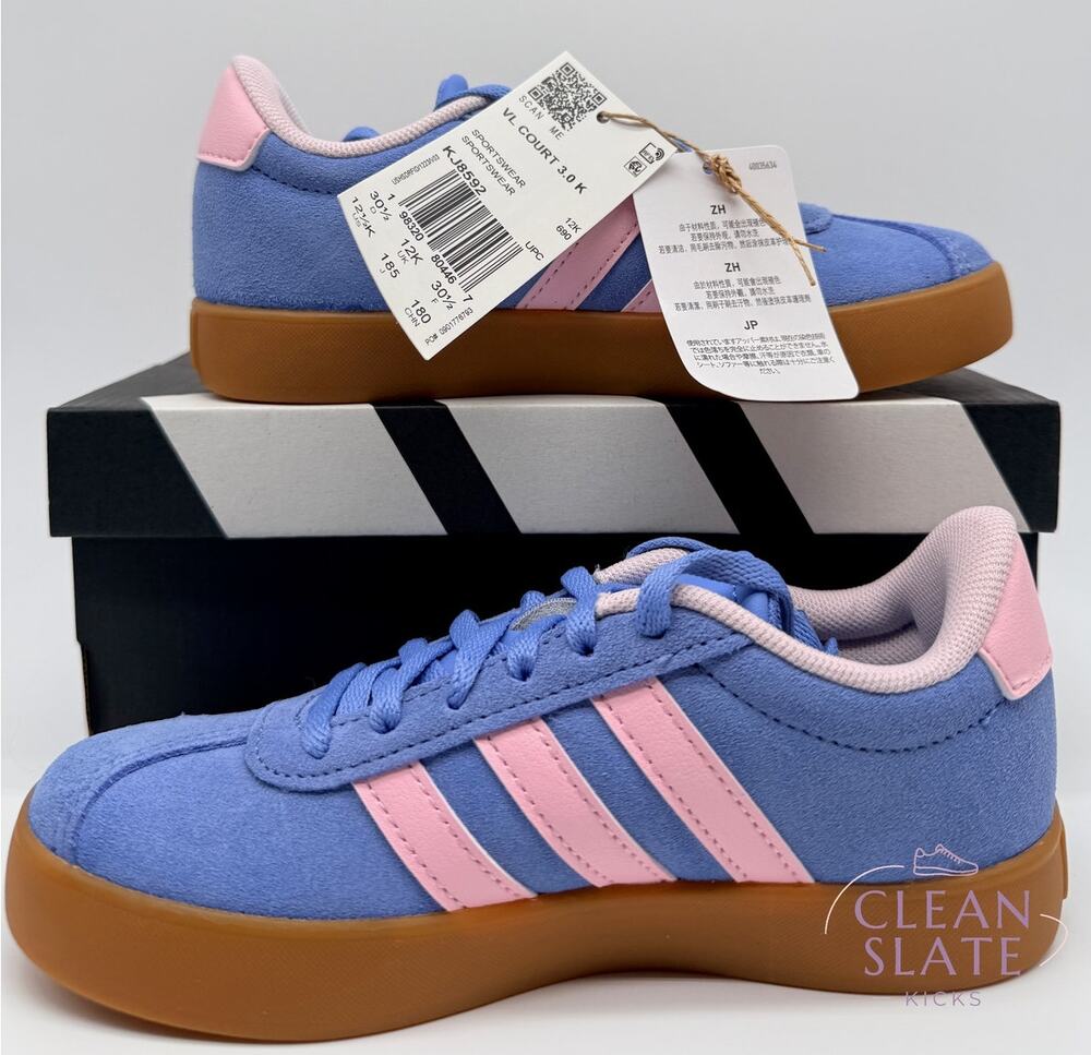 Adidas · VL Court 3.0 Blue/Pink · Kids 12.5K NIB/NWT